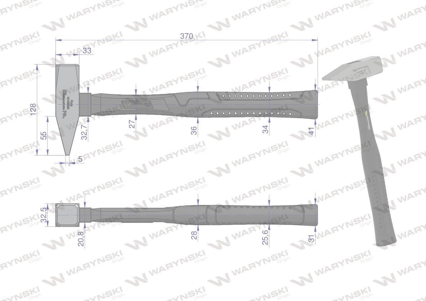 Młotek ślusarski 800g. Waryński WMM108 - zdjęcie 3