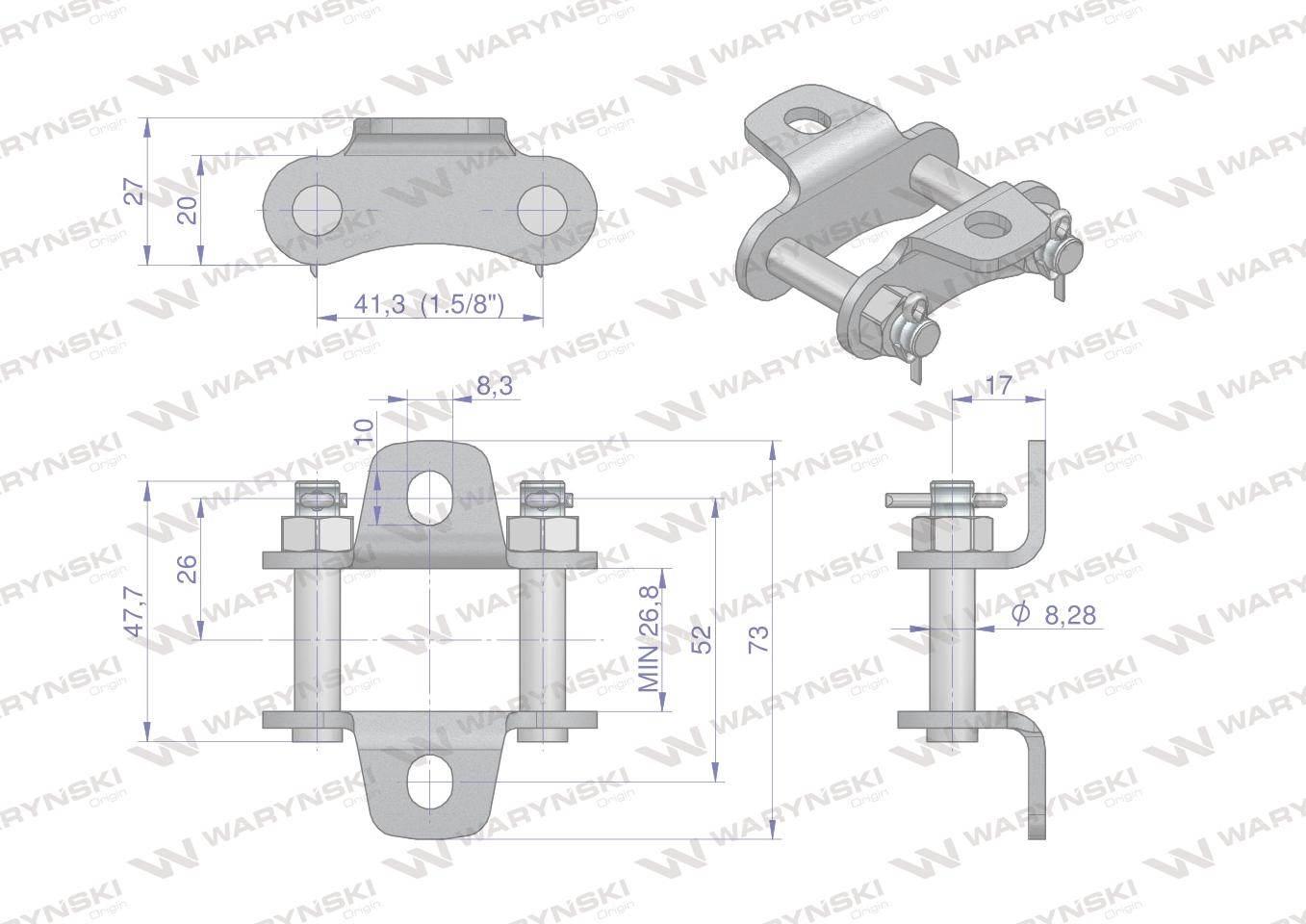 Zamek łańcucha z przyłączem obustronnym S55X (R1 41.30) zastosowanie Bizon - zdjęcie 2