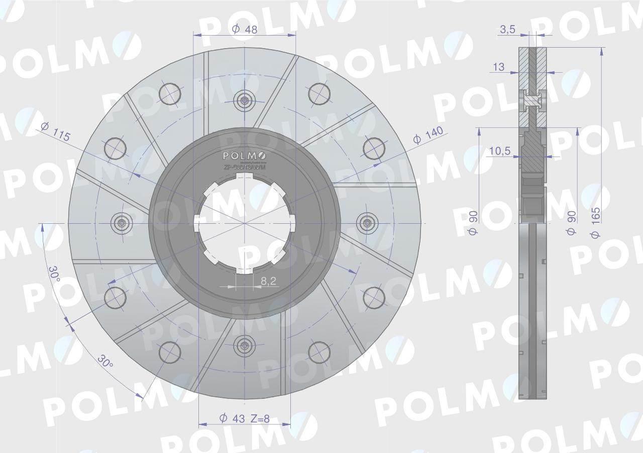 Tarcza hamulca fi 165 nowy typ 5040240781 Bizon POLMO 5040241720P - zdjęcie 2