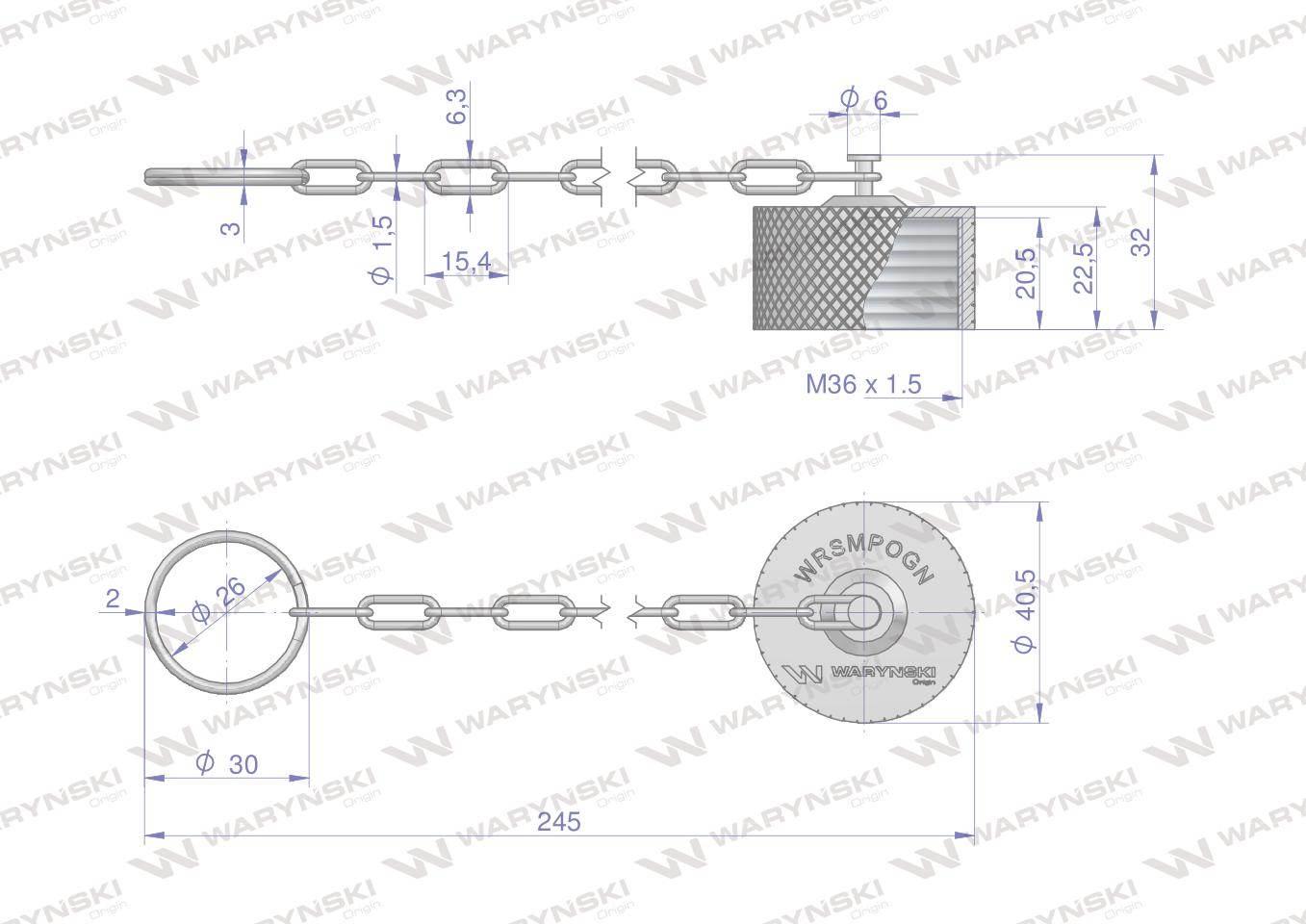 Komplet - zawór gniazdo M22x1.5 skręcane (50490020) z gwintowaną pokrywą/os - zdjęcie 4