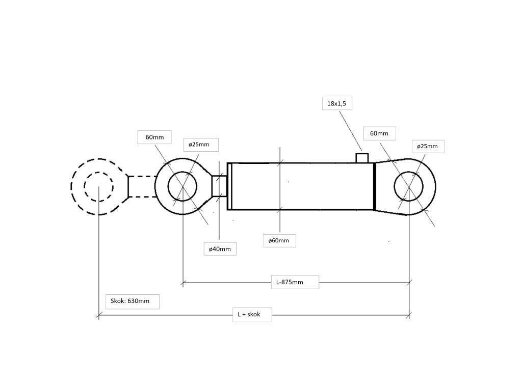 Cylinder hydrauliczny. siłownik gwint M18x1.5 CN2F-40/630Z+U Tur 1.2 Kraj - zdjęcie 2
