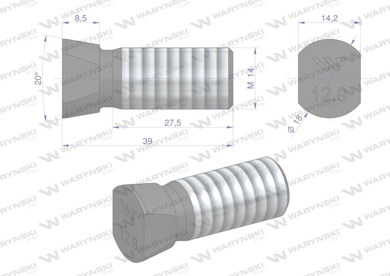 Śruba kpl. płużna oval z dwóch stron ścięta M14x39 mm kl.12.9 zastosowanie - zdjęcie 4