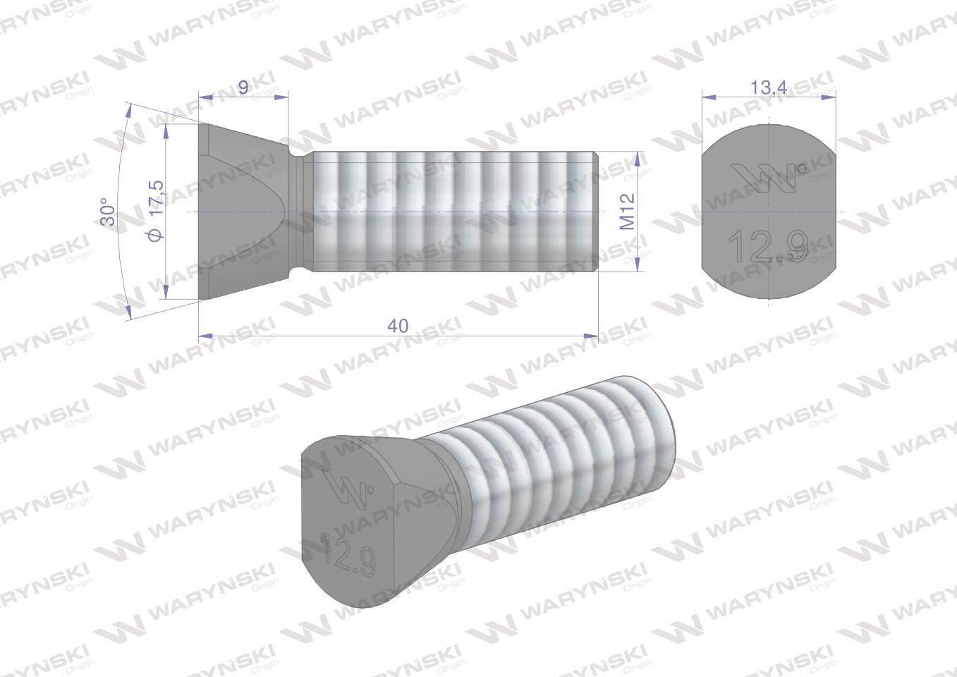 Śruba kpl. płużna oval z dwóch stron ścięta M12x40 mm kl.12.9 zastosowanie - zdjęcie 2