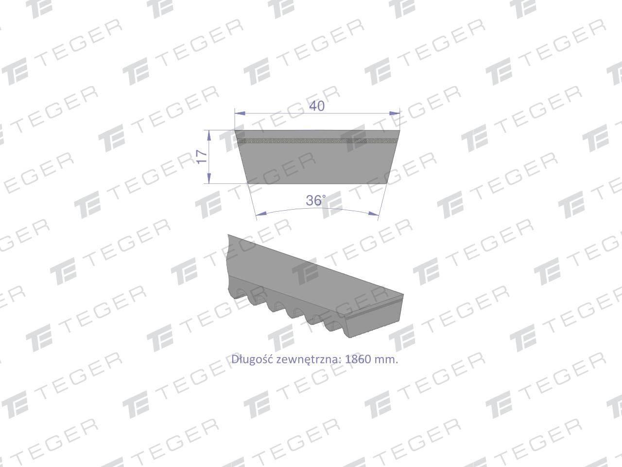 Pas klinowy Hard-Belt (T-751112.0) AP1001161 do CLAAS 751112.0 TEGER - zdjęcie 3