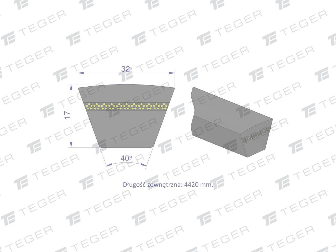 Pas klinowy Hard-Belt (T-653063.0) AP1003572 do CLAAS 653063.0 TEGER - zdjęcie 3