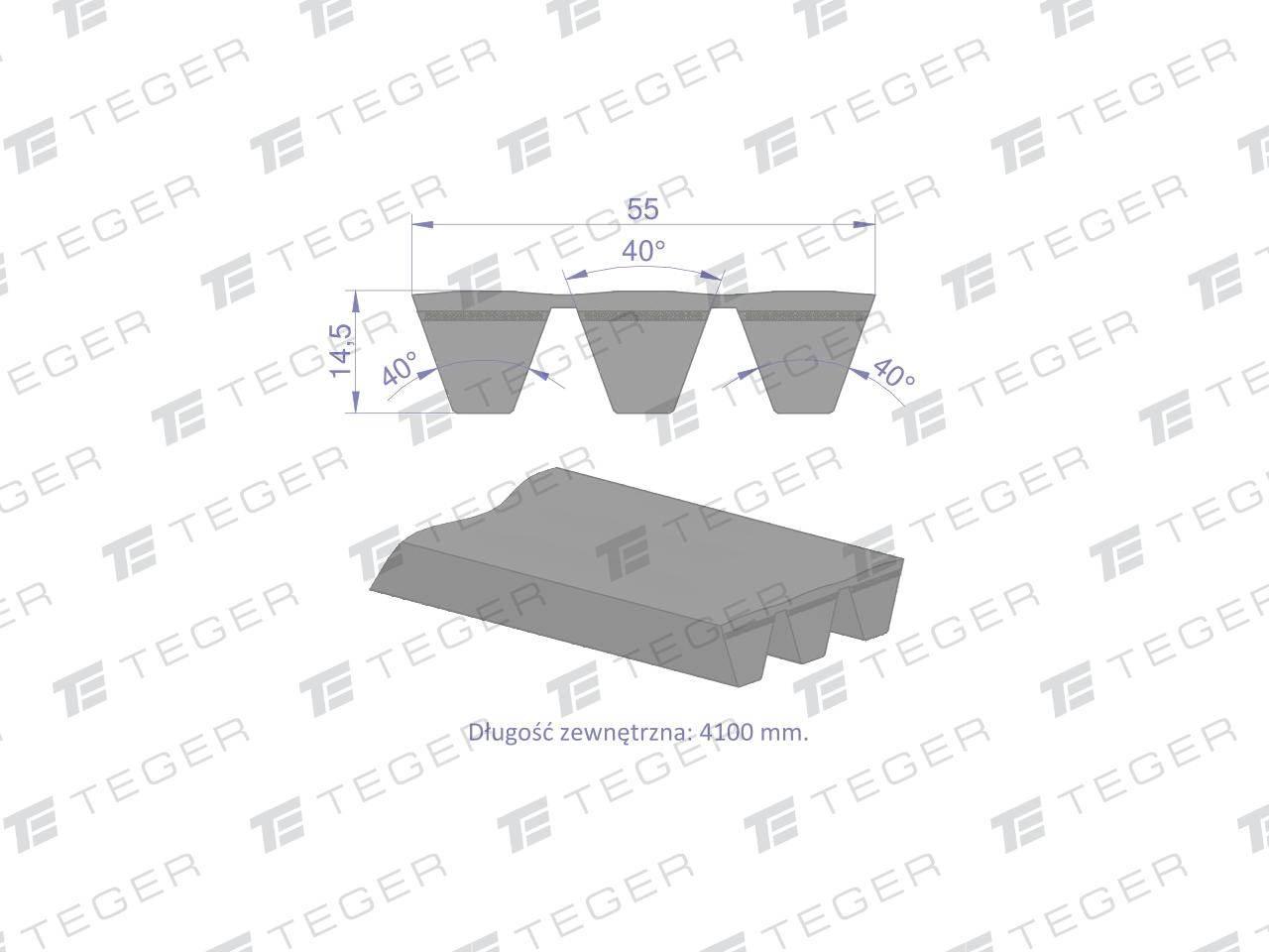 Pas klinowy Hard-Belt (T-653060.0) AP1003653 do CLAAS 653060.0 TEGER - zdjęcie 3