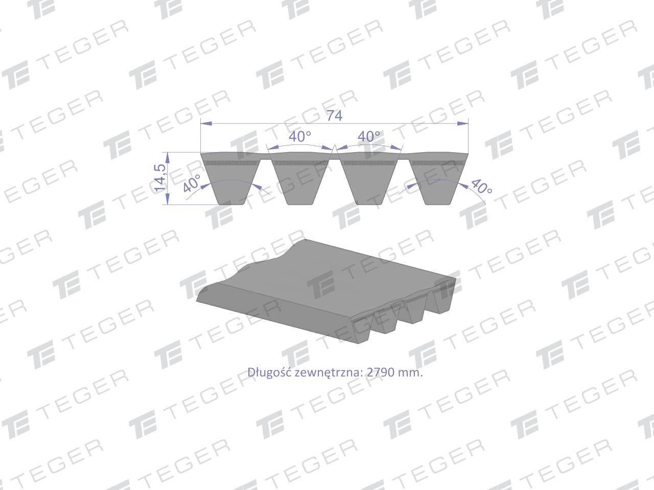 Pas klinowy Hard-Belt (T-644404.0) AP1003354 do CLAAS 644404.0 TEGER - zdjęcie 3