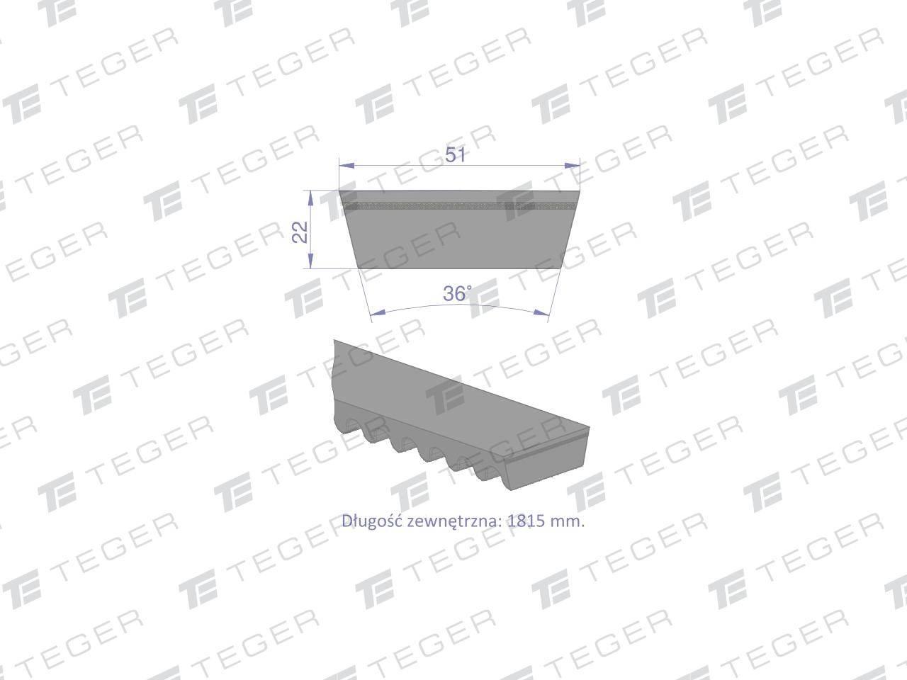 Pas klinowy Hard-Belt (T-702536.0) AP1001200 do CLAAS / DEUTZ-FAHR 702536.0 - zdjęcie 3