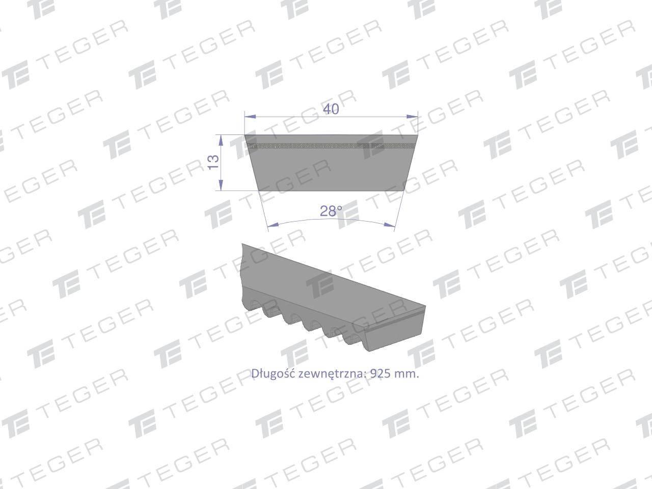 Pas klinowy Hard-Belt (T-670224.1) AP1001158 do CLAAS 670224.1 TEGER - zdjęcie 3