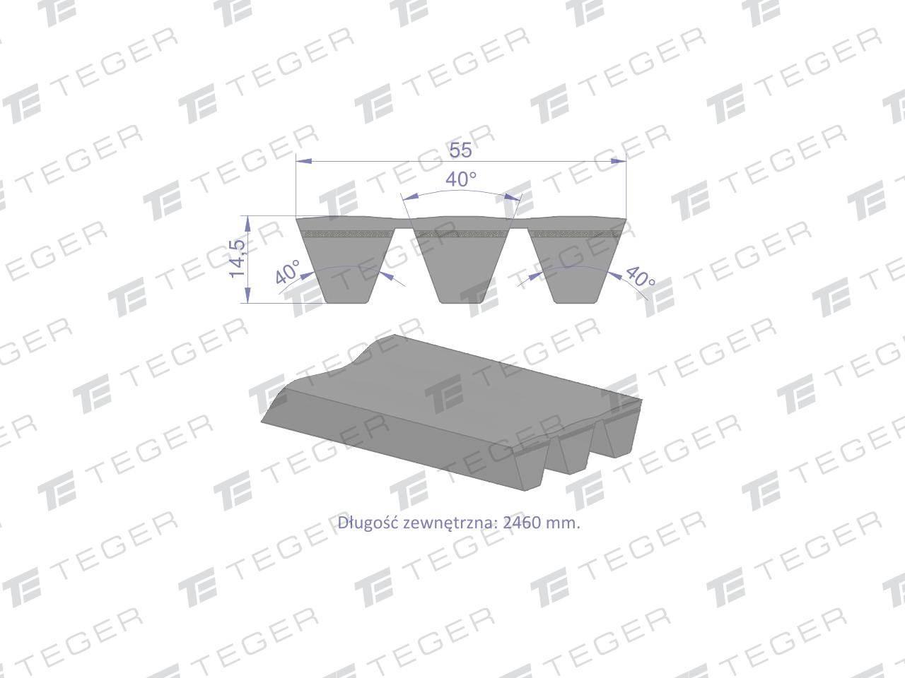 Pas klinowy Hard-Belt (T-671012.0) AP1003631 do CLAAS 671012.0 TEGER - zdjęcie 3