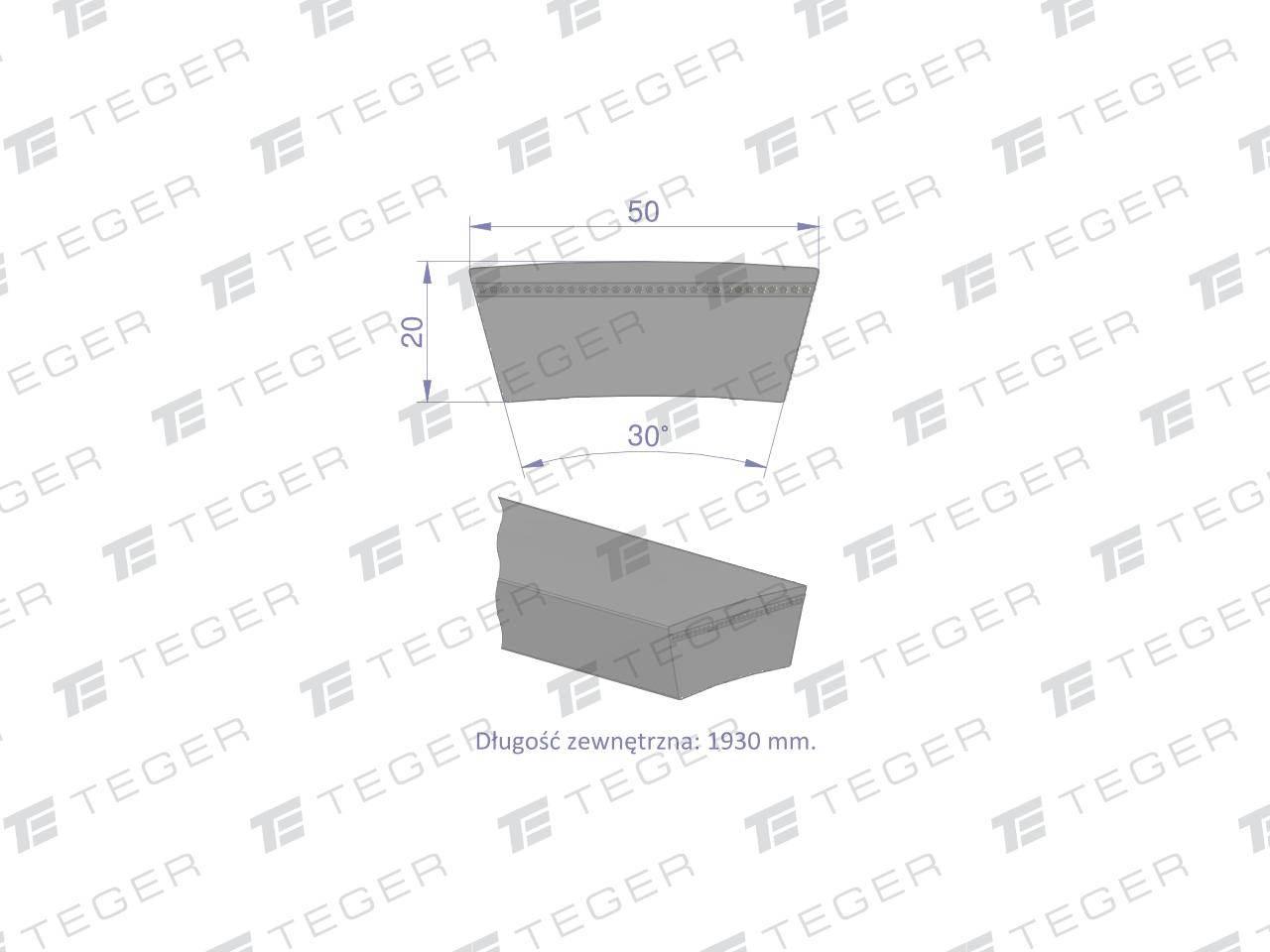 Pas klinowy Hard-Belt (T-603015.0) AP1001503 do CLAAS 603015.0 TEGER - zdjęcie 3
