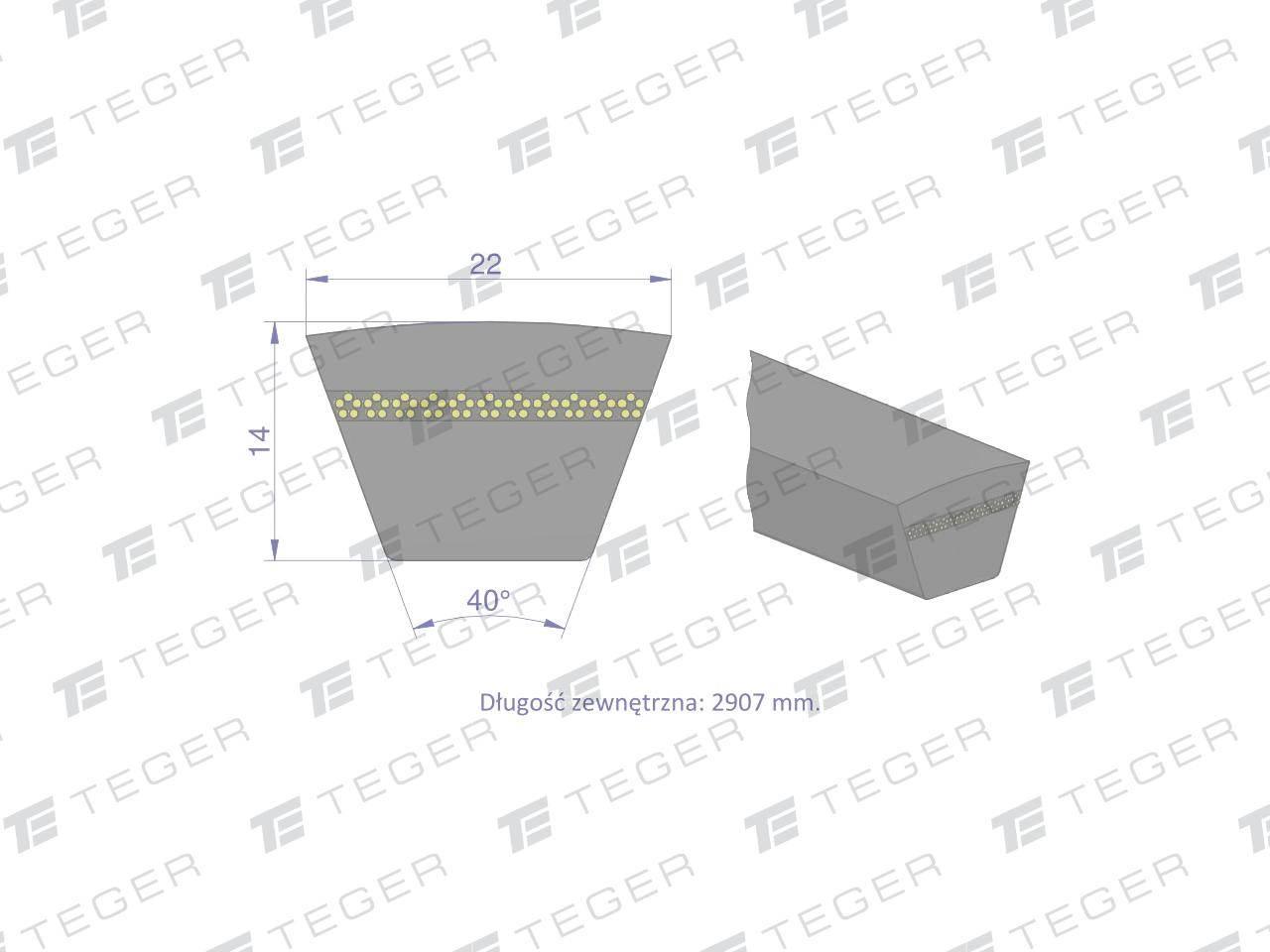 Pas klinowy Hard-Belt (T-603337.0) AP1000662 do CLAAS 603337.0 TEGER - zdjęcie 3