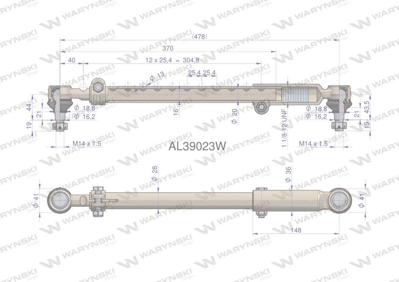 Drążek kierowniczy 478mm AL39023 WARYŃSKI AL39023W - zdjęcie 3