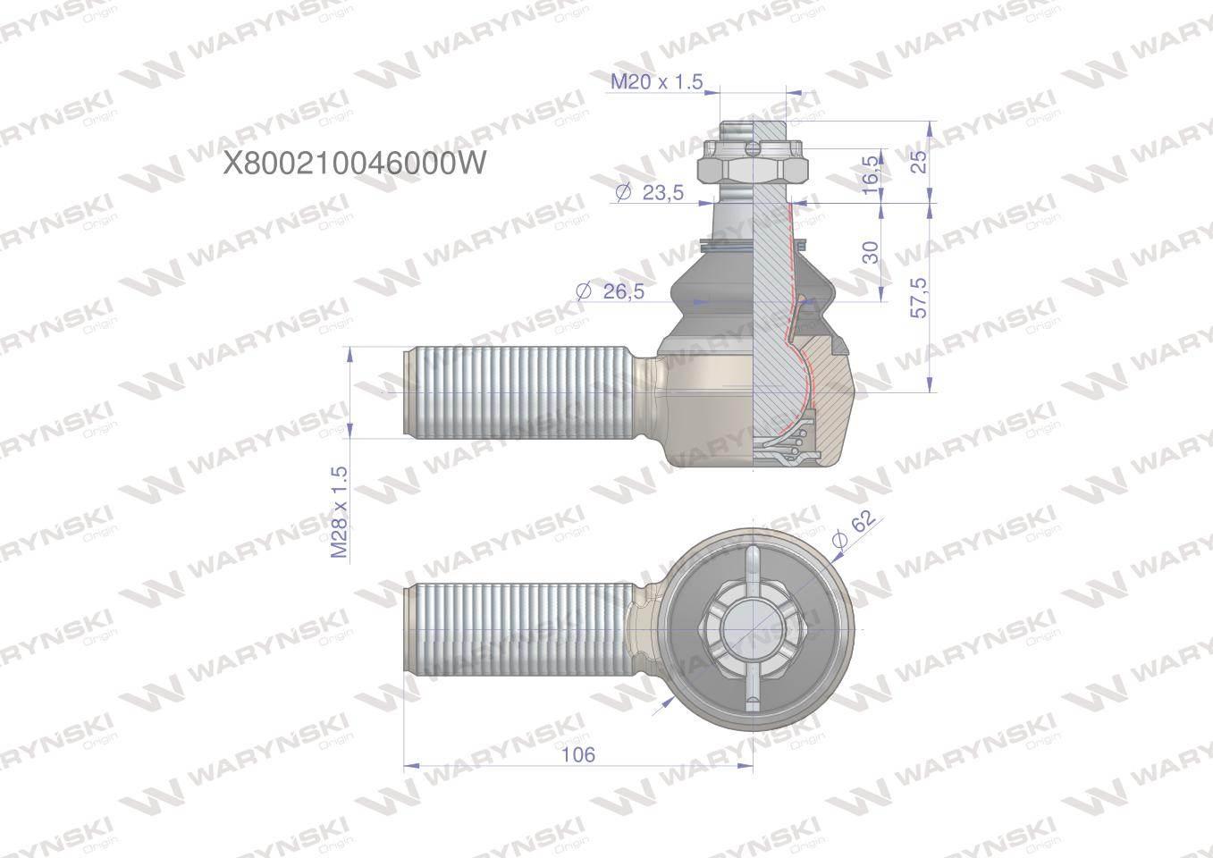 Przegub kierowniczy M28x1.5 G514300100054 WARYŃSKI X800210046000W - zdjęcie 3