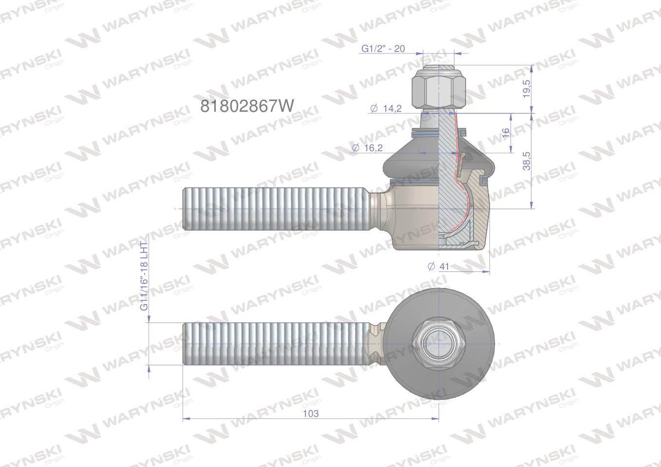 Przegub kierowniczy 11/16'L 81802867 WARYŃSKI 81802867W - zdjęcie 3