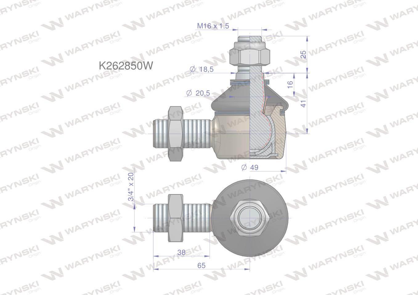 Przegub kierowniczy 3/4' K262850 WARYŃSKI K262850W - zdjęcie 3