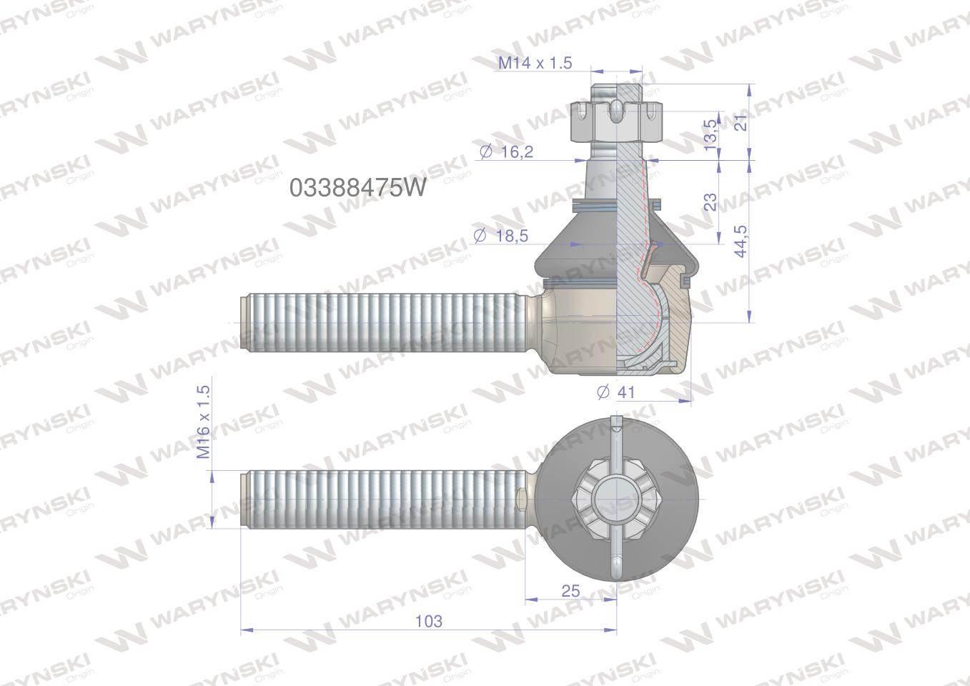 Przegub kierowniczy M16x1.5 03388475 WARYŃSKI 03388475W - zdjęcie 3