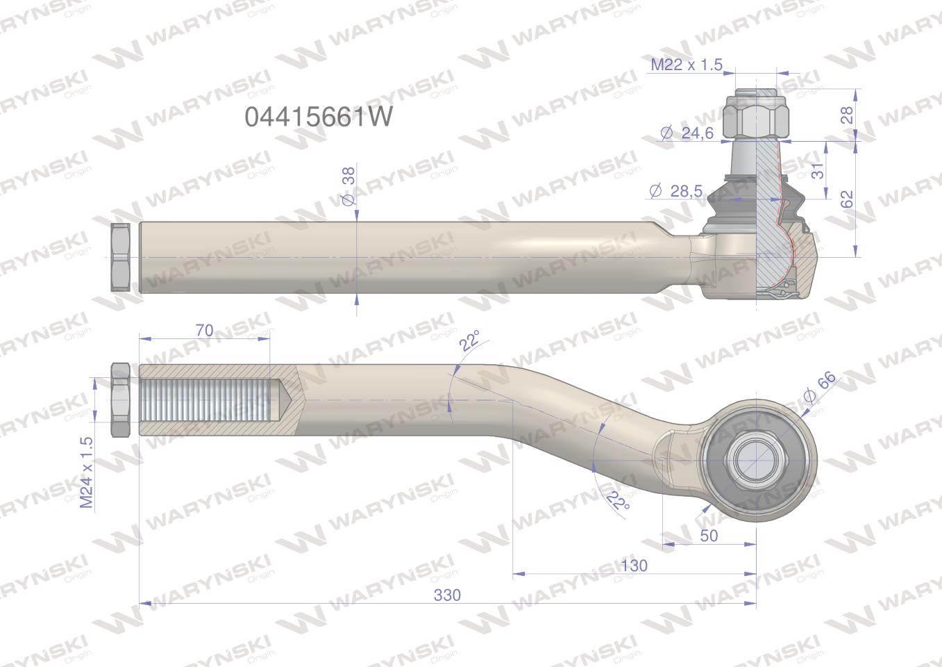 Przegub kierowniczy M24x1.5 04415661 WARYŃSKI 04415661W - zdjęcie 3