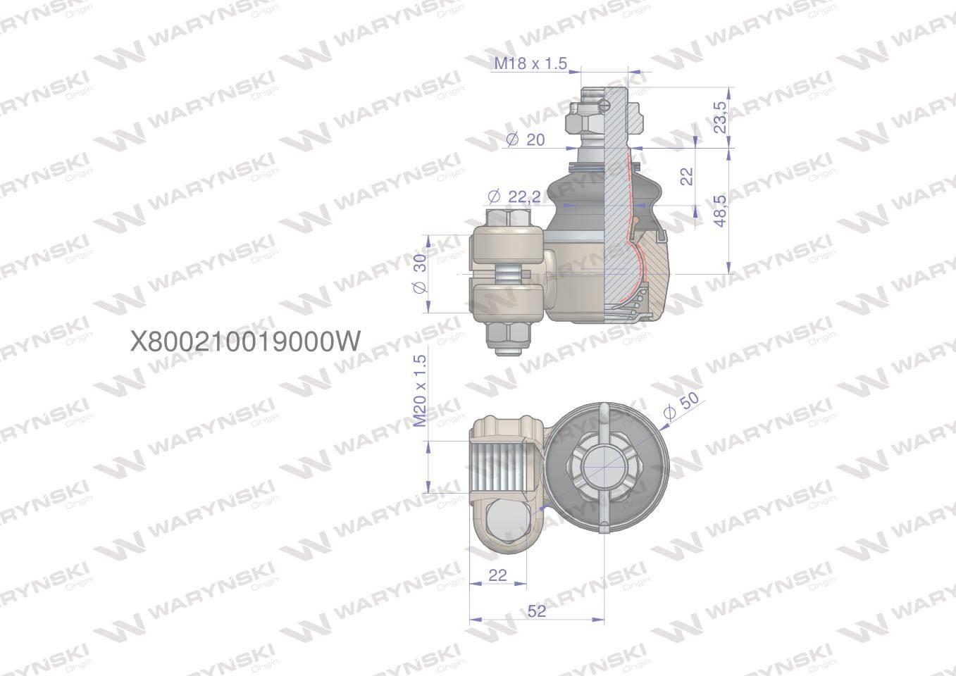 Przegub kierowniczy M20x1.5 X800210019000 WARYŃSKI X800210019000W - zdjęcie 3
