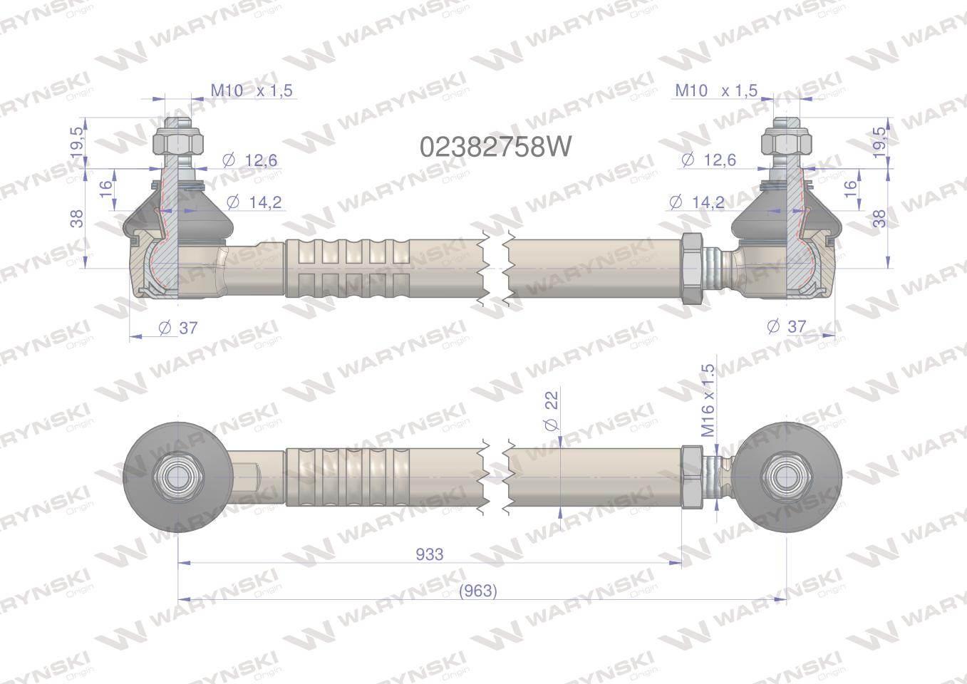 Drążek kierowniczy 963mm 02382758 WARYŃSKI 02382758W - zdjęcie 2