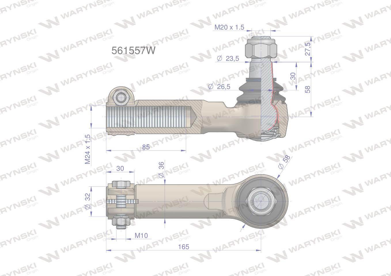 Przegub kierowniczy M24x1.5 561557 WARYŃSKI 561557W - zdjęcie 3