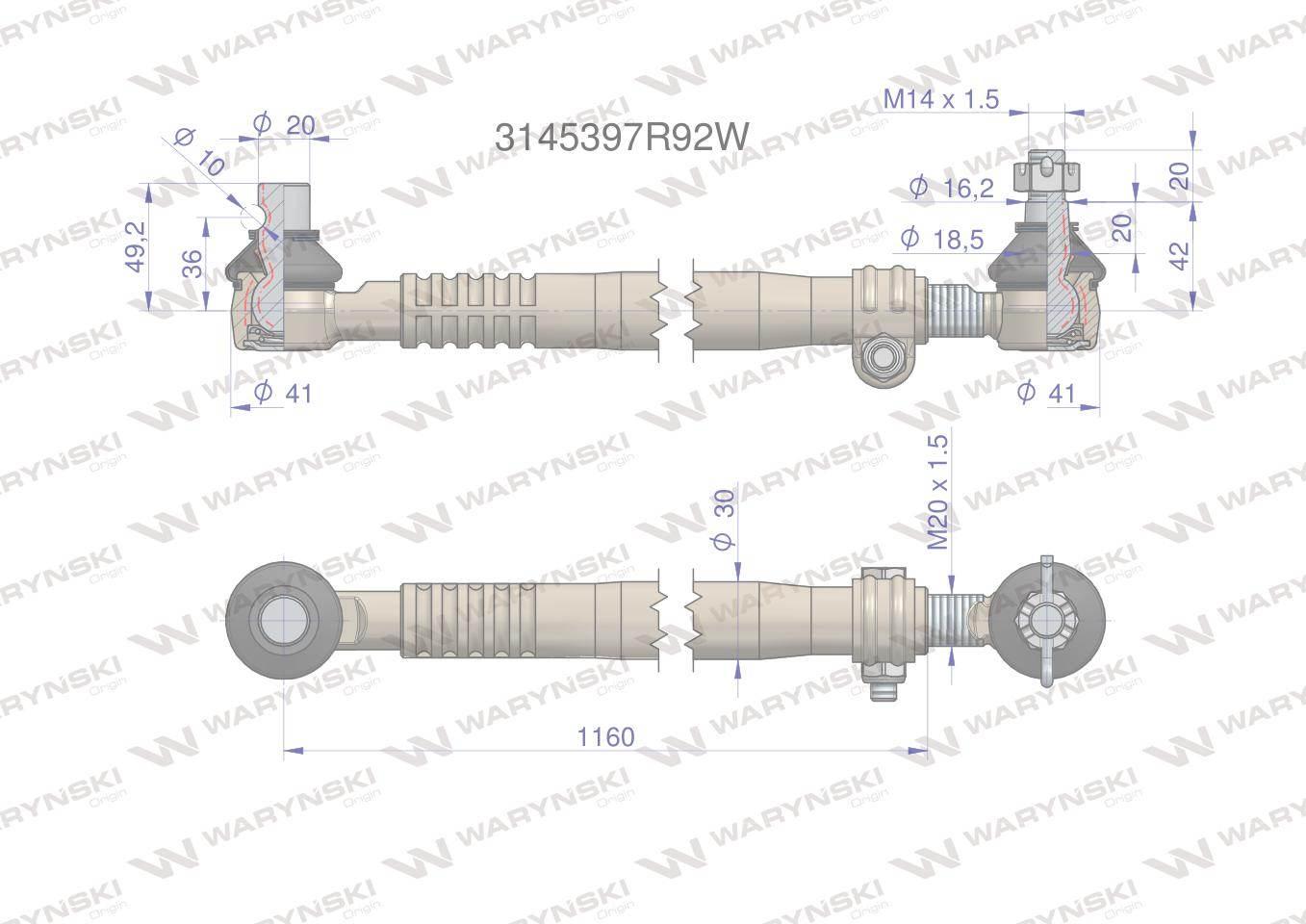 Drążek kierowniczy 3145397R92 WARYŃSKI 3145397R92W - zdjęcie 2