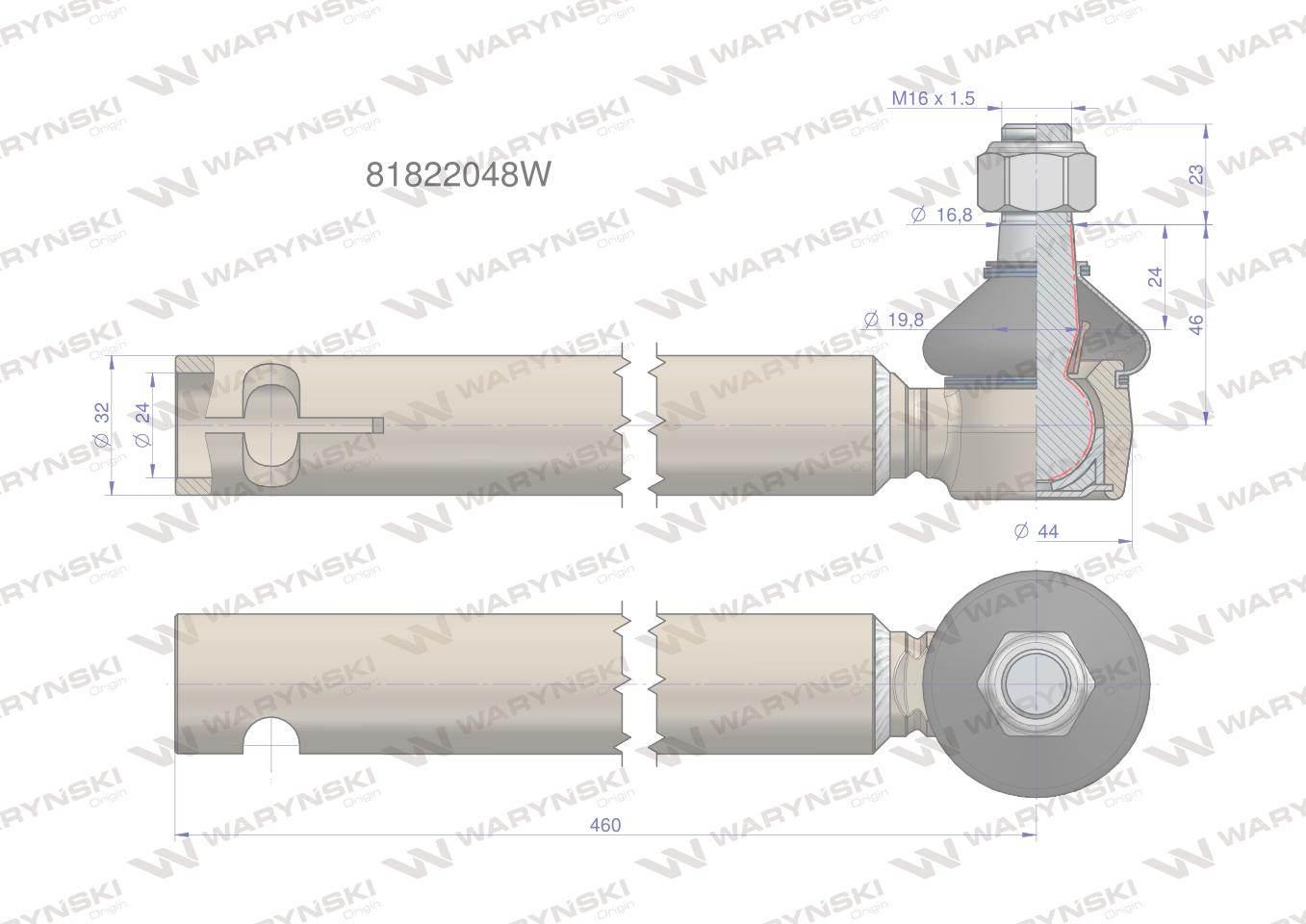 Przegub kierowniczy 15/16" 81822048 WARYŃSKI 81822048W - zdjęcie 3