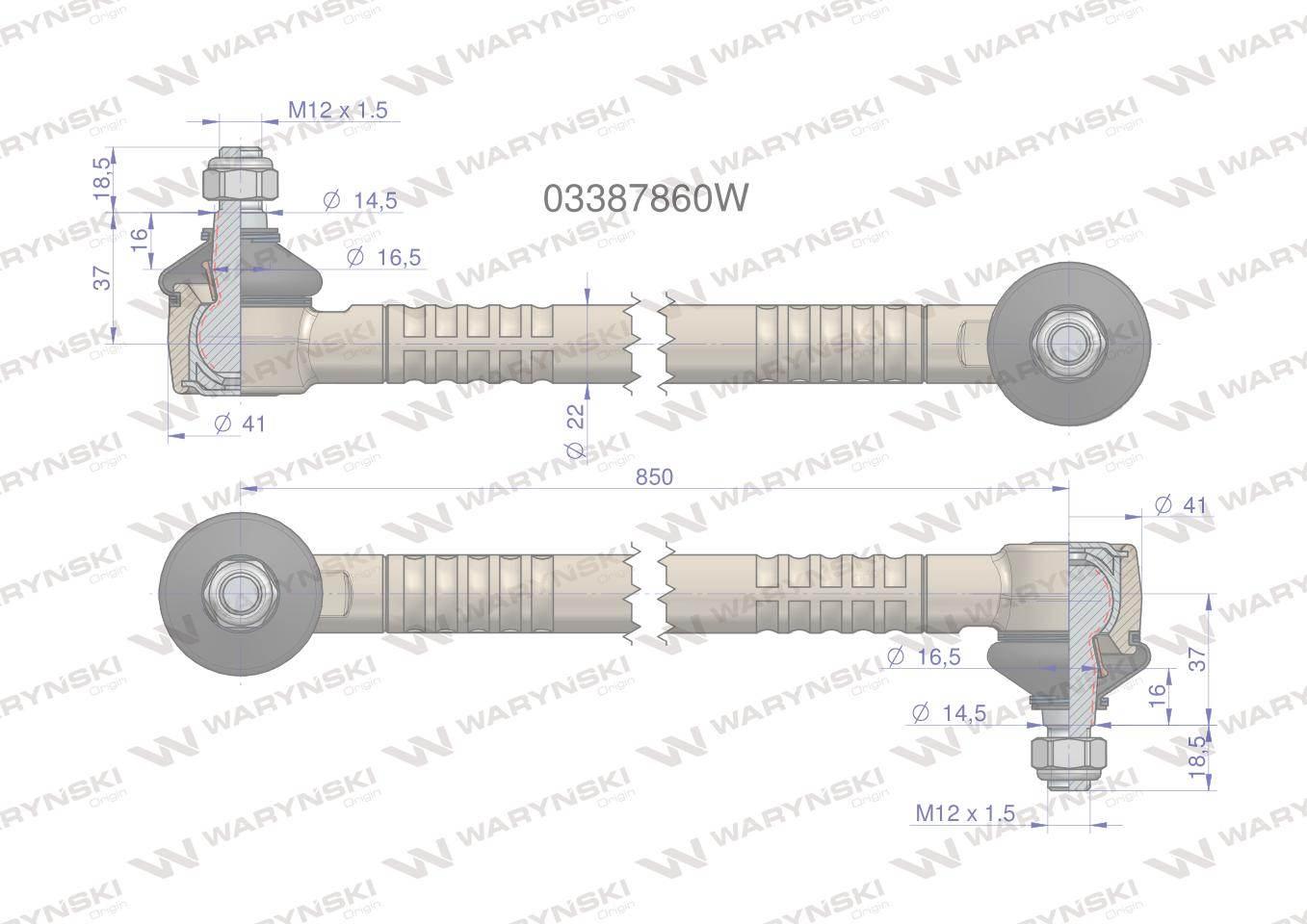 Drążek kierowniczy 03387860 WARYŃSKI 03387860W - zdjęcie 2