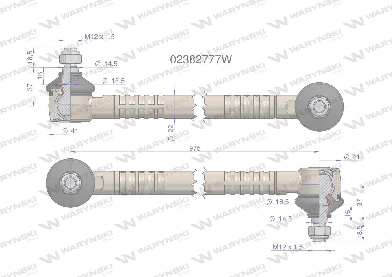 Drążek kierowniczy 975mm 02382777 WARYŃSKI 02382777W - zdjęcie 2