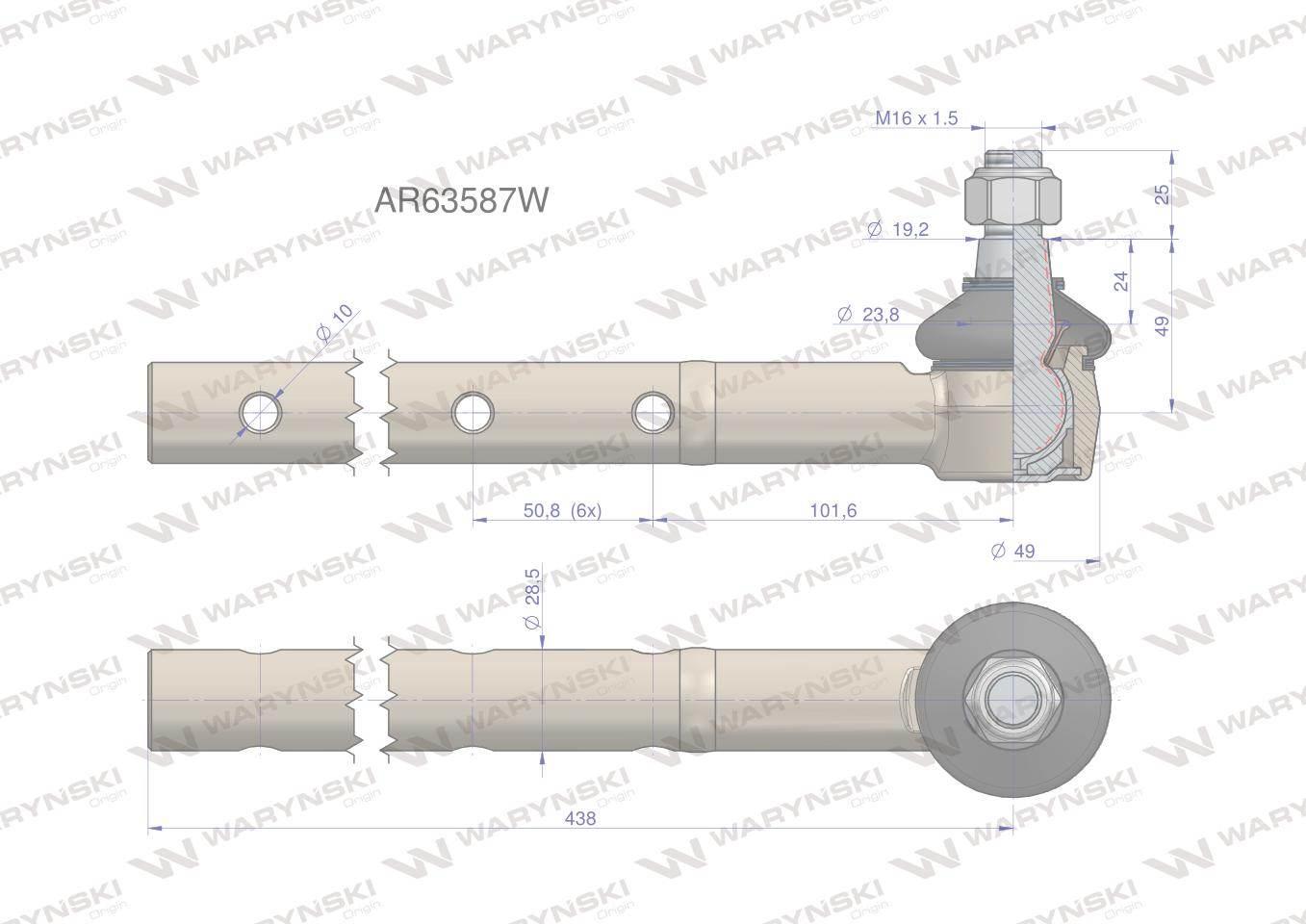 Przegub kierowniczy 438mm AR63587 WARYŃSKI AR63587W - zdjęcie 3
