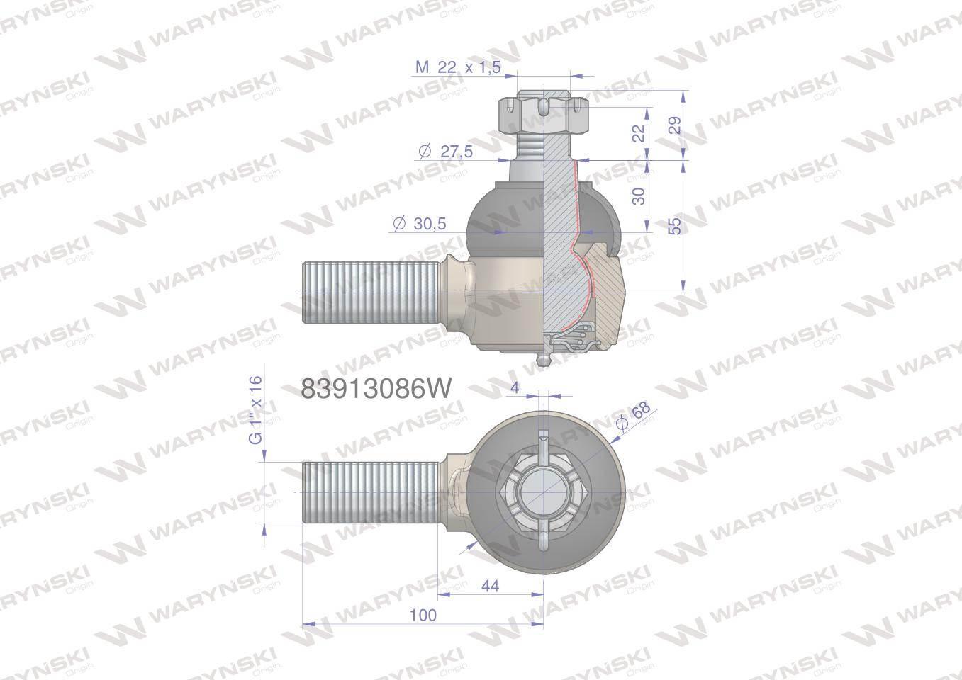 Przegub kierowniczy 1" 83913086 WARYŃSKI 83913086W - zdjęcie 3