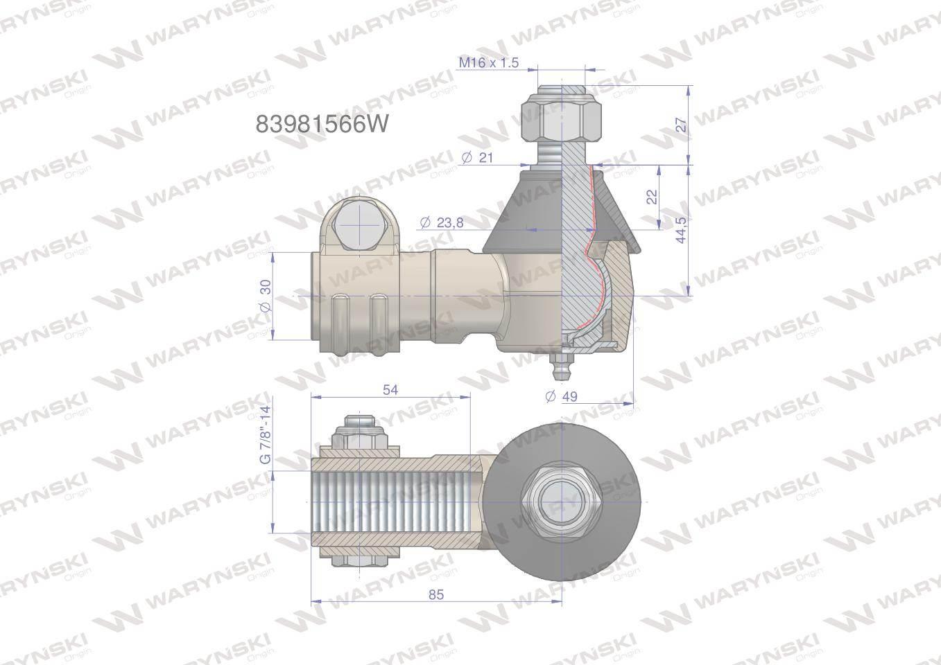 Przegub kierowniczy 7/8" 83981566 WARYŃSKI 83981566W - zdjęcie 3