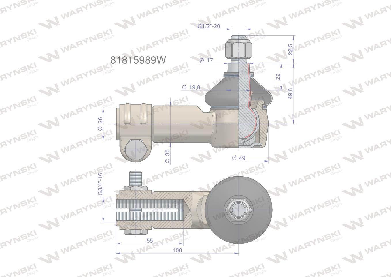 Przegub kierowniczy 3/4" 81816030 WARYŃSKI 81815989W - zdjęcie 3