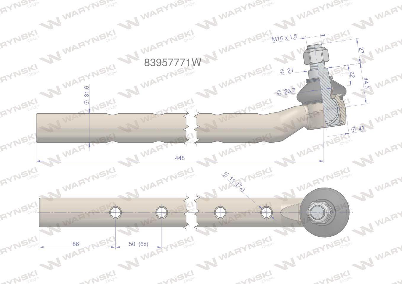 Przegub kierowniczy 1.1/4" 83957771 WARYŃSKI 83957771W - zdjęcie 3