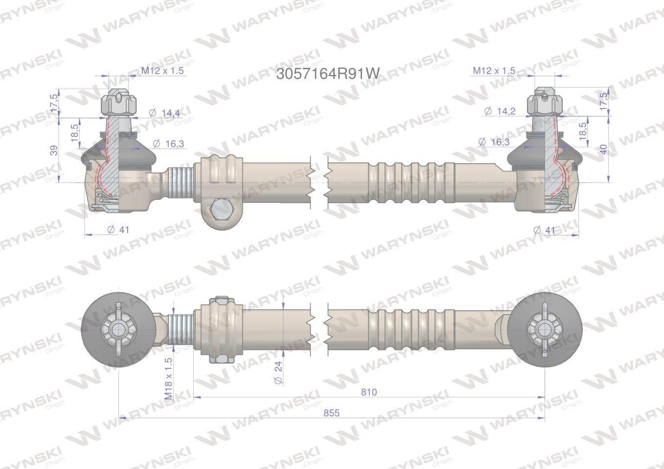 Drążek kierowniczy 3057164R91 WARYŃSKI 3057164R91W - zdjęcie 2