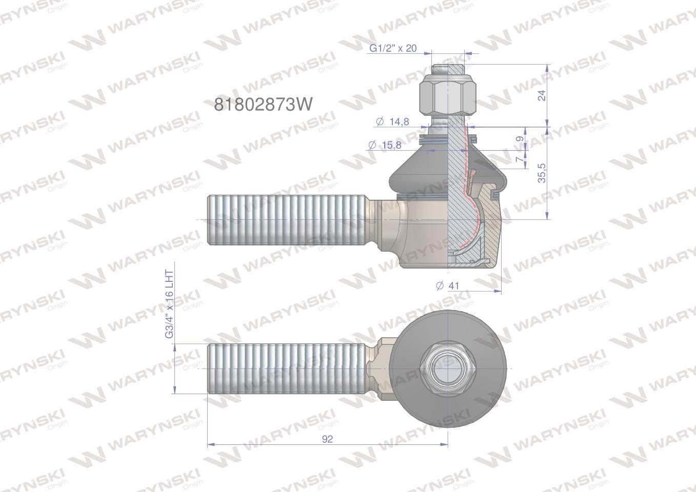 Przegub kierowniczy 3/4' 81802873 WARYŃSKI 81802873W - zdjęcie 3
