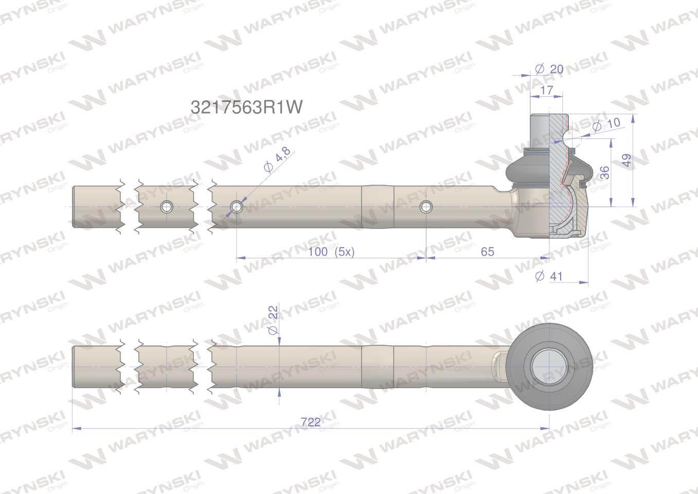 Przegub kierowniczy 3217563R1 WARYŃSKI 3217563R1W - zdjęcie 3