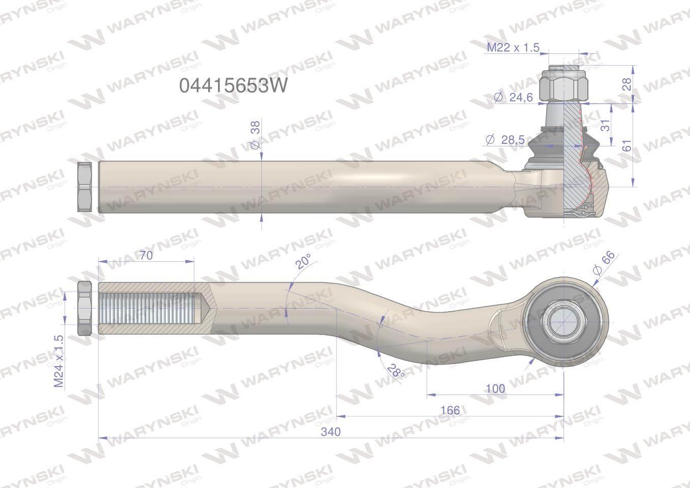 Przegub kierowniczy M24x1.5 04415653 WARYŃSKI 04415653W - zdjęcie 3