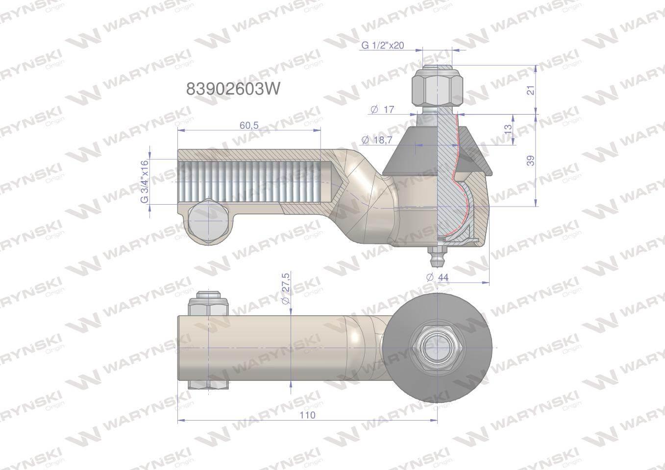 Przegub kierowniczy 3/4" 83902603 WARYŃSKI 83902603W - zdjęcie 3