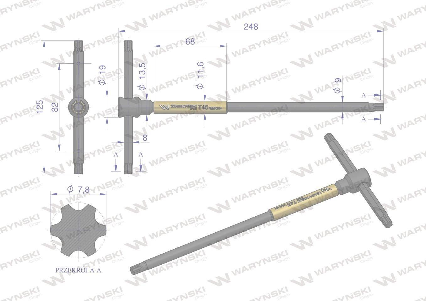Klucz T ze spinnerem TORX T45 Waryński WMK154 - zdjęcie 2