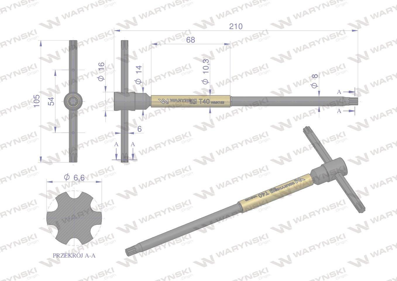 Klucz T ze spinnerem TORX T40 Waryński WMK153 - zdjęcie 2