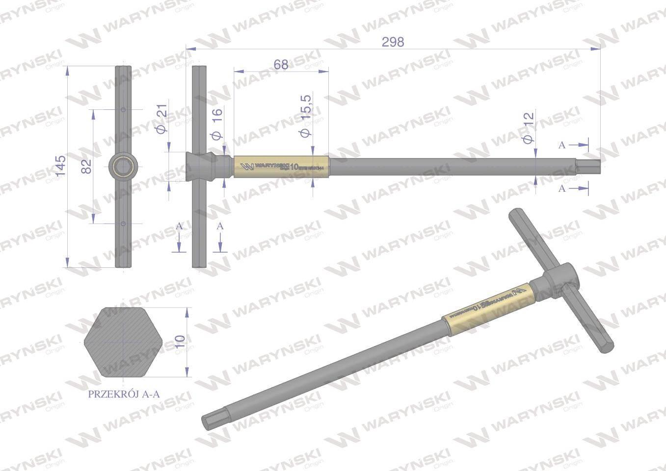 Klucz T ze spinnerem HEX 10 mm Waryński WMK144 - zdjęcie 2