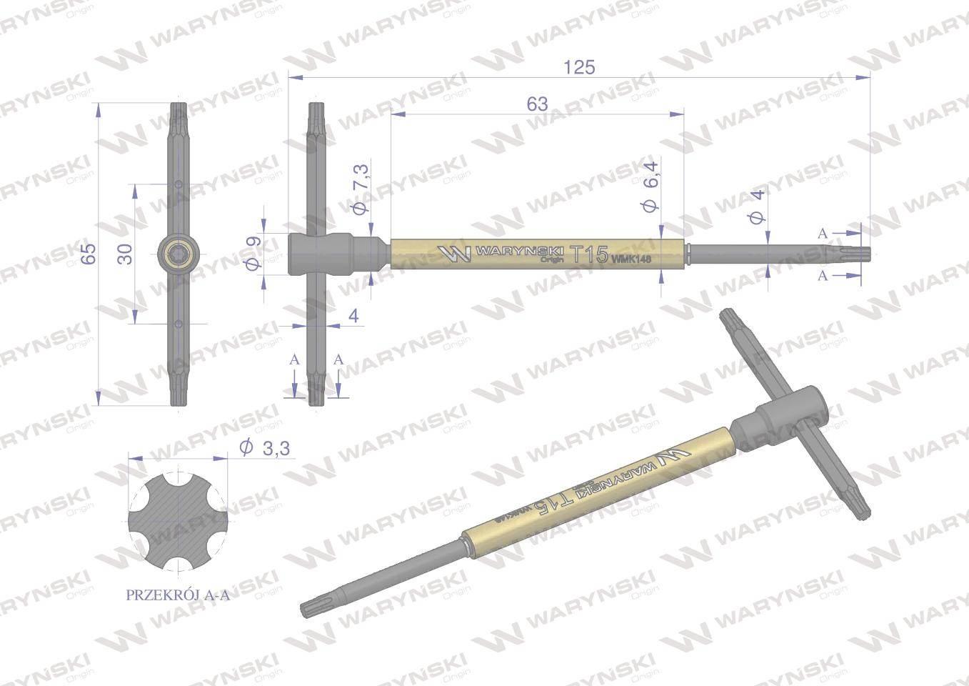 Klucz T ze spinnerem TORX T15 Waryński WMK148 - zdjęcie 2