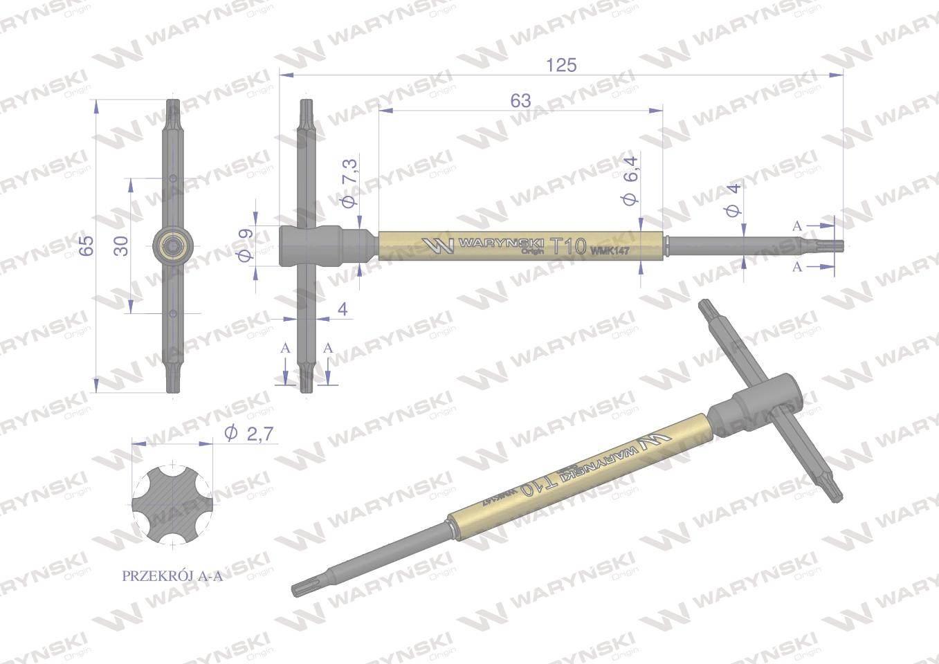 Klucz T ze spinnerem TORX T10 Waryński WMK147 - zdjęcie 2