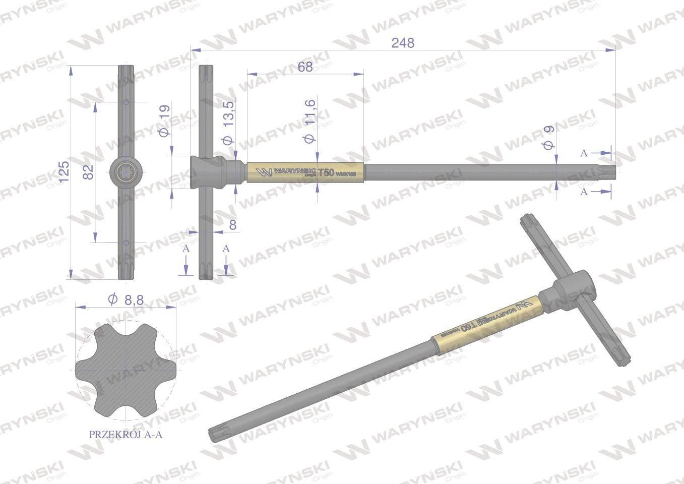 Klucz T ze spinnerem TORX T50 Waryński WMK155 - zdjęcie 2