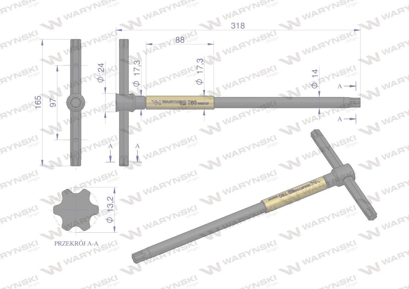 Klucz T ze spinnerem TORX T60 Waryński WMK157 - zdjęcie 2