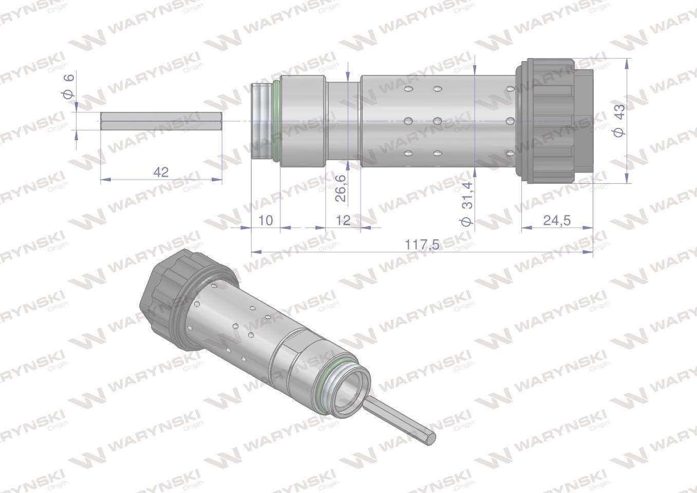 Trzpień cewki do elektrozaworów W-E12DVS6/2-80L Waryński W-TRDVS-80L - zdjęcie 2