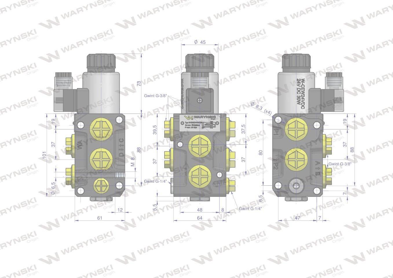 Dzielnik. zawór. elektrozawór kierunkowy elektromagnetyczny kontroli W-E38D - zdjęcie 3