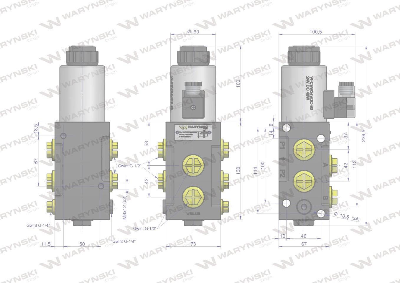 Dzielnik. zawór. elektrozawór kierunkowy elektromagnetyczny kontroli W-E12D - zdjęcie 2