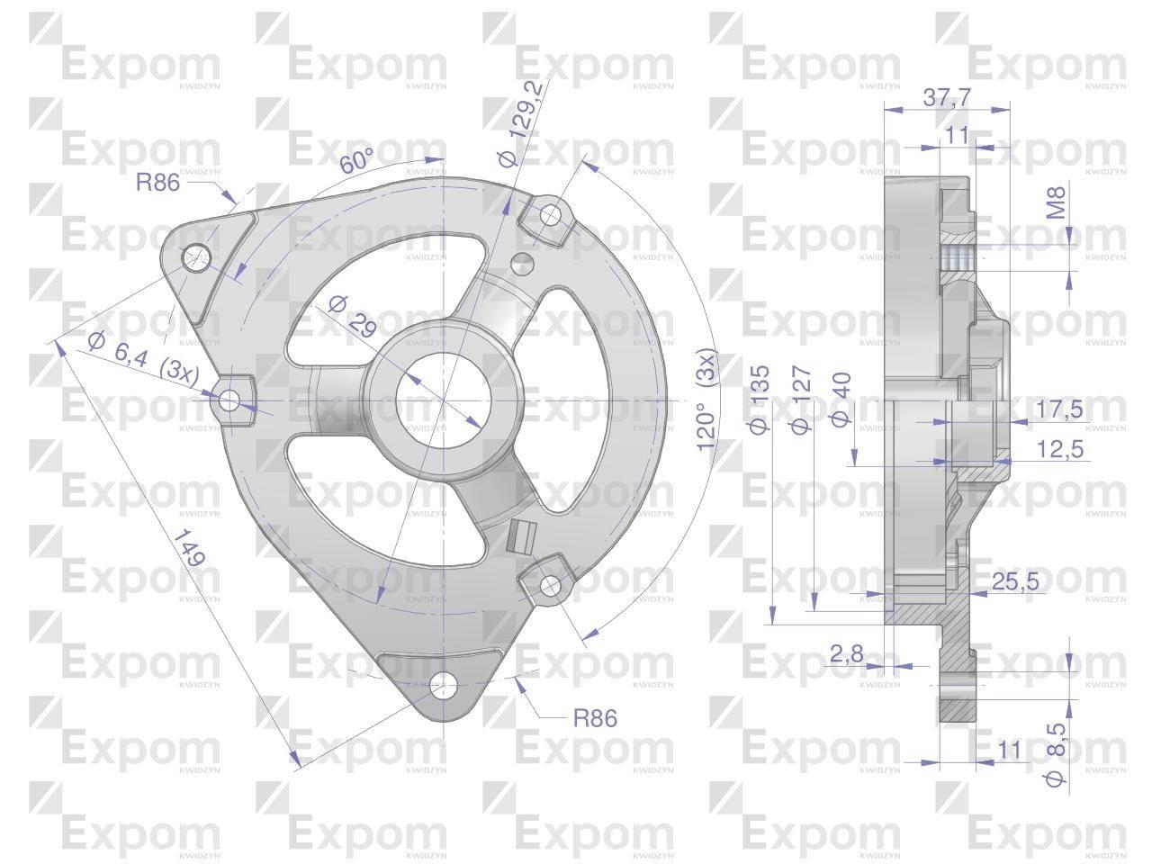 Pokrywa przednia alternatora AX260000EX C-360 Nowy Typ EXPOM KWIDZYN eu - zdjęcie 2